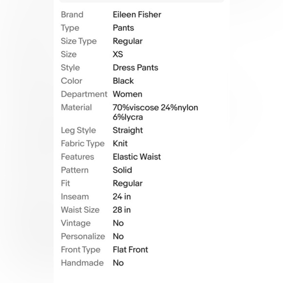 Eileen Fisher black XS cropped pants preppy office - Picture 5 of 5